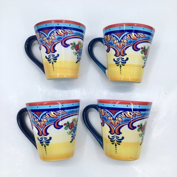 Zanzibar Euro Ceramica Coffee Tea Mugs Boho Cottagecore Contemporary Cone Shape - Picture 2 of 14